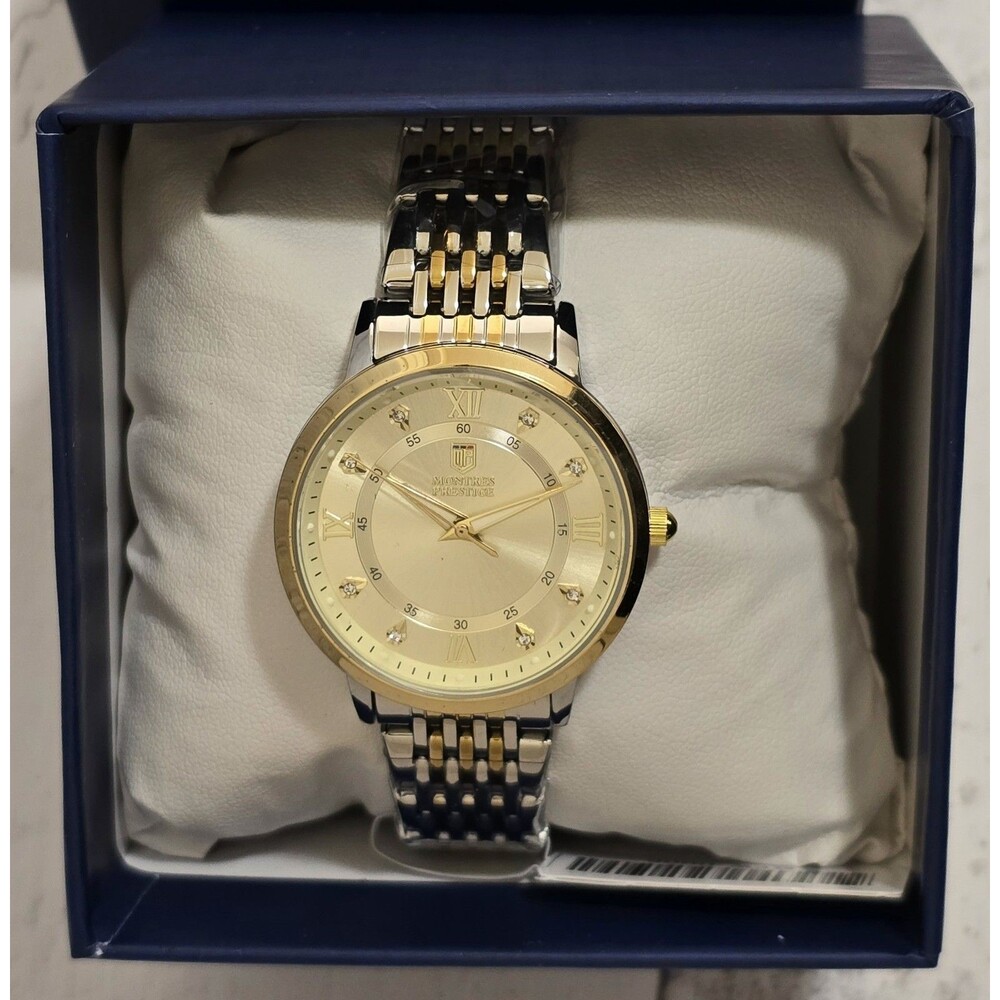 Montres Prestige Women's Silver Gold Tone Watch 29mm MPW-0006 Brand New